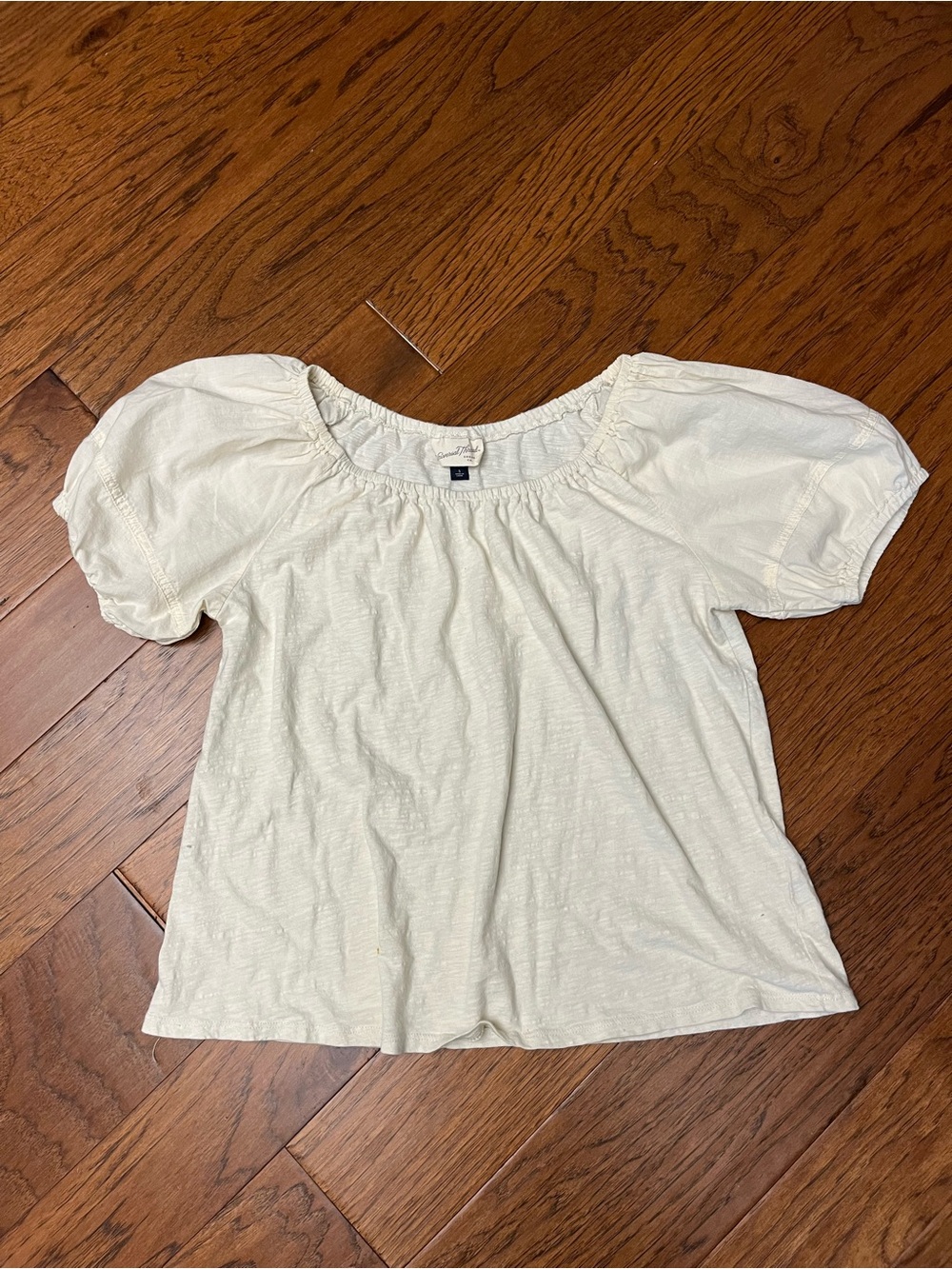Universal Thread Cotton Cream Puff-Sleeve Knit Top
